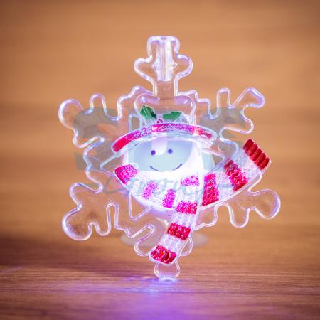 Фигура светодиодная "Снеговик на снежинке" RGB на присоске 501-021