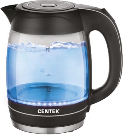 

Чайник Centek CT-1075 2200 Вт прозрачный чёрный 1.8 л пластик/стекло