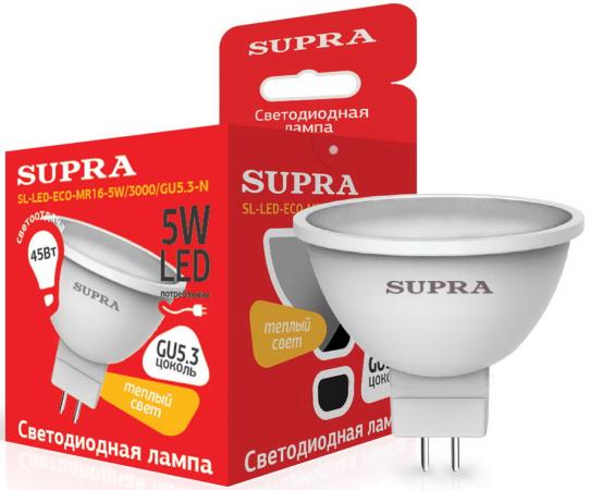 

Лампа светодиодная Supra SL-LED-ECO-MR16-5W/3000/GU5.3