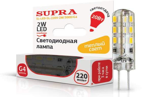 

Лампа светодиодная Supra SL-LED-SL-220V-2W/3000/G4