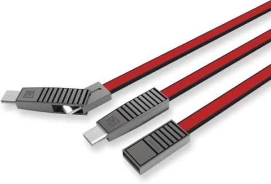 

Кабель microUSB Lightning Type-C 1м Remax Linyo 3 in 1 плоский красный RC-072th