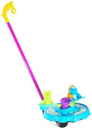 Каталка Наша Игрушка Лягушата пластик от 1 года с ручкой разноцветный