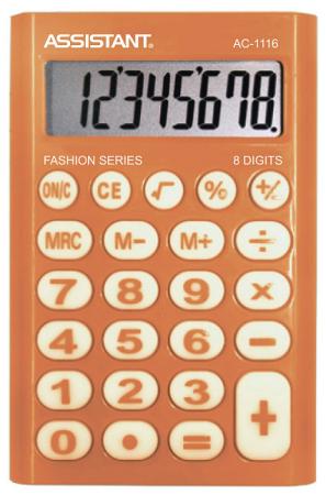 

Калькулятор карманный Assistant AC-1116 8-разрядный оранжевый