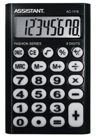 Калькулятор карманный Assistant AC-1116 8-разрядный черный