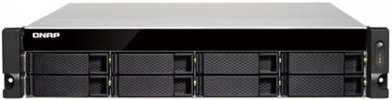 SMB QNAP TS-873U-4G NAS 8 HDD trays, 2x 10 GbE SFP+, 2 x M.2 slots SSD, rackmount, 1 PSU. 4-core AMD RX-421ND 2,1 GHz (up to 3,4 GHz ), 4 GB. RAM (2*2 GB) up to 64GB (4*16 GB). W/o rail kit RAIL-B02