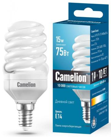 Лампа энергосберегающая спираль Camelion LH15-FS-T2-M/864/E14 E14 15W 6400K 10606