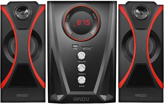 Ginzzu GM-407 2.1 с Bluetooth, выходная мощность 20Вт + 2х10Вт, аудиоплеер USB-flash, SD-card, FM-радио, пульт ДУ - 21 кнопка, стерео вход (2RCA), эквалайзер (обыч