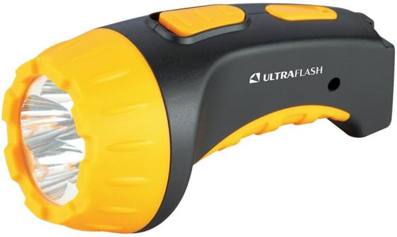 Ultraflash LED3804   (фонарь аккум 220В, черный/желтый, 4 LED, SLA, пластик, коробка)