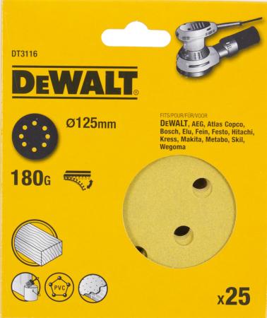 

Шлифкруги 125мм, 8 отв., 180G, 25шт DeWalt, шт