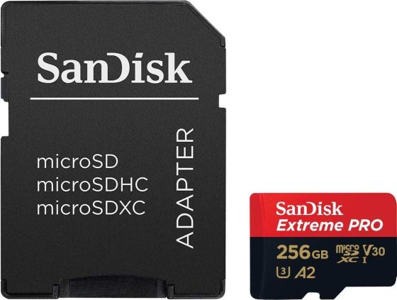 

Флеш карта microSD 256GB SanDisk microSDXC Class 10 UHS-I A2 C10 V30 U3 Extreme Pro (SD адаптер) 170MB/s SDSQXCZ-256G-GN6MA