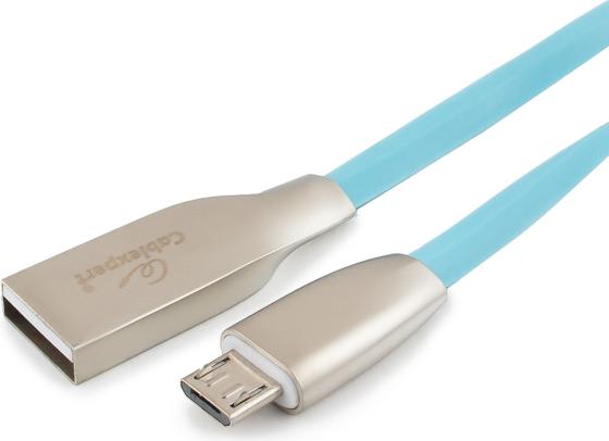 Кабель USB 2.0 microUSB 1м Cablexpert Gold ромбовидный голубой CC-G-mUSB01Bl-1M