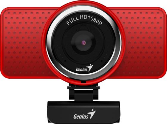 Веб-Камера Genius ECam 8000, red, Full-HD 1080p swiveling, tripod-ready design, USB, built-in microphone, rotation 360 degree, tilt 90 degree веб камера genius qcam 6000 32200002407 черный