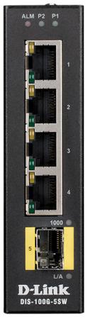 Коммутатор D-Link DIS-100G-5SW/A1A Промышленный неуправляемый коммутатор с 4 портами 10/100/1000Base-T, 1 портом 1000Base-X SFP, функцией энергосбереж