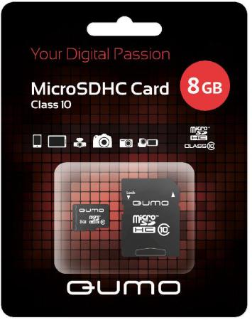 Micro SecureDigital 8Gb QUMO QM8GMICSDHC10U1 {MicroSDHC Class 10, SD adapter, UHS-I}