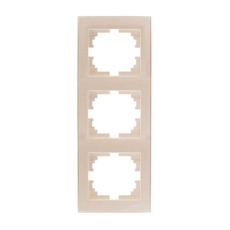 Рамка LEZARD 703-3030-153 серия Рейн 3-ая вертикальная жемчужно-белый