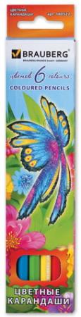 Карандаш цветной BRAUBERG "Wonderful butterfly" 6 шт 176 мм