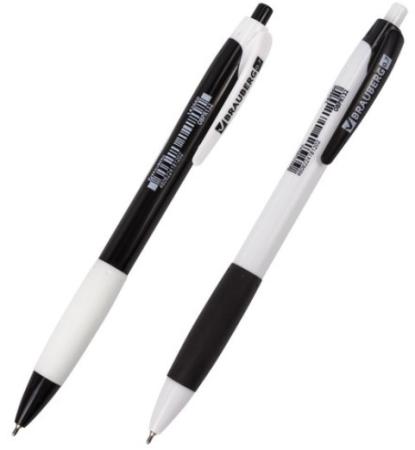 Ручка шариковая масляная автоматическая BRAUBERG BLACK&WHITE Blank 142660 синий 0.35 мм