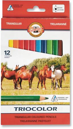 

Карандаши цветные утолщенные KOH-I-NOOR "Triocolor", 12 цветов, трехгранные, 5,6 мм, заточенные, 3142012005KS
