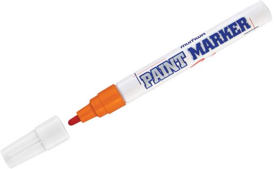 Маркер-краска лаковый (paint marker) MUNHWA, 4 мм, нитро-основа, алюминиевый корпус, оранжевый, PM-11