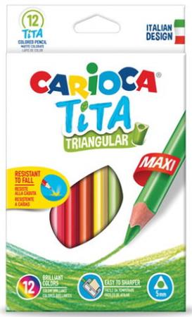 

Карандаши цветные утолщенные CARIOCA "Tita Triangular Maxi", 12 цветов, пластиковые, трехгранные, 5 мм, 42791