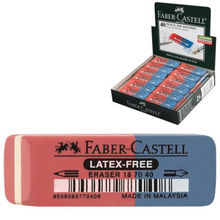 

Резинка стирательная FABER-CASTELL "7070", для карандашей и чернил, каучук, 50x18x8 мм, красно-синяя, 187040