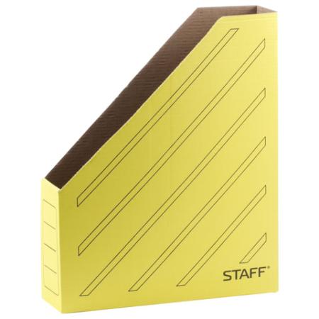 Лоток вертикальный для бумаг, микрогофрокартон, 75 мм, до 700 листов, желтый, STAFF, 128883