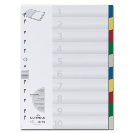 Разделитель пластиковый DURABLE (Германия) для папок, цифр. 1-10, цв., 6740-27