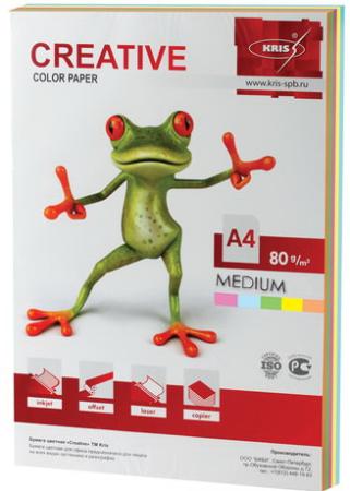 Бумага CREATIVE color (Креатив), А4, 80 г/м2, 100 л. (5 цв.х20 л.), цветная медиум, БОpr-100r