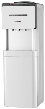 Кулер для воды SONNEN FSE-03, напольный, электронное охлаждение/нагрев, шкаф, 3 крана, белый/черный, 453979