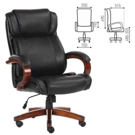 Кресло офисное BRABIX "Magnum EX-701", дерево, рециклированная кожа, черное