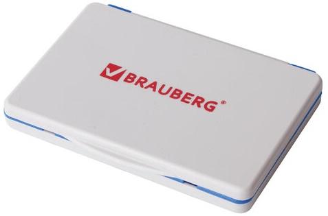 Штемпельная подушка BRAUBERG, 100х80 мм (рабочая поверхность 90х50 мм), синяя краска, 236867