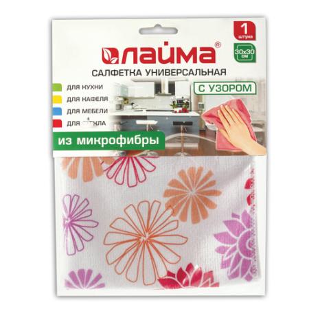 

Салфетка универсальная, микрофибра с узором (цветы), 30х30 см, ЛАЙМА, 601246