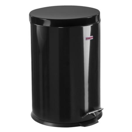 Ведро-контейнер для мусора (урна) с педалью ЛАЙМА "Classic", 20 л, черное, глянцевое, металл, со съемным внутренним ведром, 604945