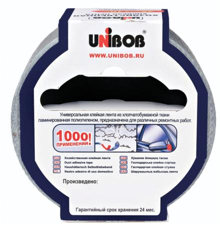 Клейкая лента Unibob 44264 48мм x 10 м хозяйственная, для 1000 применений, основая-х/б ткань