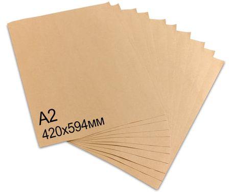 Крафт-бумага в листах А2, 420 х 594 мм, плотность 78 г/м2, 100 листов, BRAUBERG, 440150