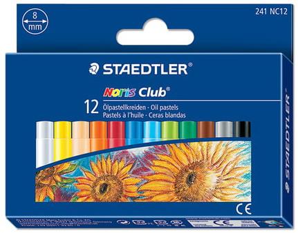 Пастель масляная художественная STAEDTLER (Германия) "Noris club", 12 цветов, круглое сечение, 241 NC12