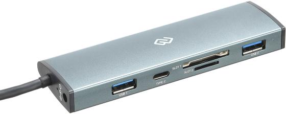 Разветвитель USB Type-C Digma HUB-2U3.0СCR-UC-G 2 х USB 3.0 USB Type-C SD/SDHC microSD серый