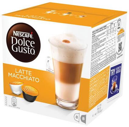 

Капсулы для кофемашин NESCAFE Dolce Gusto Latte Machiato, натуральный кофе 8 шт. х 6,5 г, молочная капсула 8 шт. х 17,8 г, 5219838