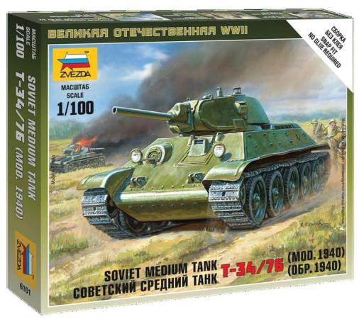Танк ЗВЕЗДА "Средний советский Т-34/76 образца 1940" 1:100 хаки