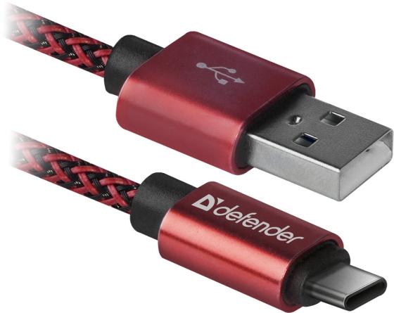 Кабель Type-C 1м Defender USB09-03T PRO круглый красный 87813