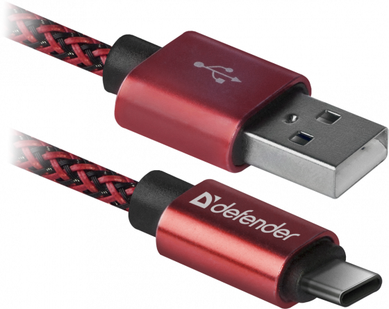 Кабель Type-C 1м Defender USB09-03T PRO круглый красный 87813 кабель defender ach01 03t usb lightning 1м 87807 red
