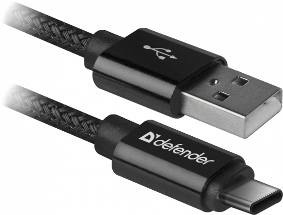 Кабель Type-C 1м Defender USB09-03T PRO круглый черный 87814 кабель defender ach01 03t usb lightning 1м 87807 red