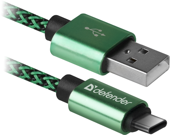 Фото - Кабель Type-C 1м Defender USB09-03T PRO круглый зеленый 87816 кабель defender ach01 03t usb lightning 1м 87807 red