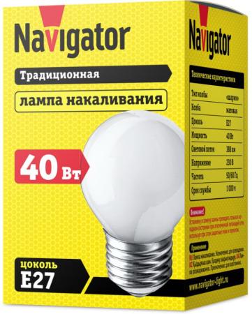 

Лампа накаливания шар Navigator 94 311 NI-C-40-230-E27-FR E27 40W