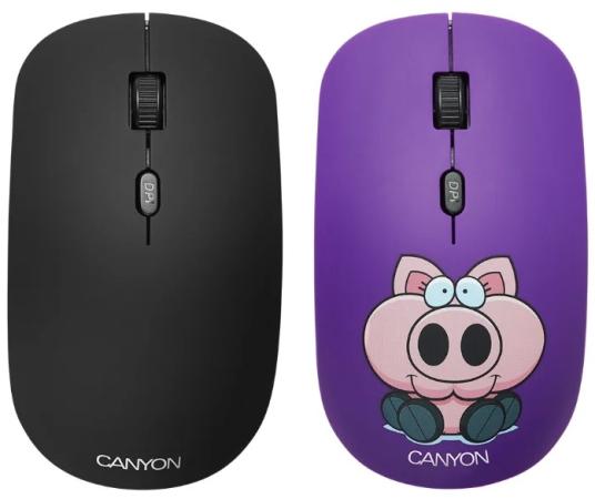 

CANYON CND-CMSW401PB {wireless Optical Mouse with 4 buttons, DPI 800/1200/1600, 1 additional cover(Pig Boxer), black, 103*58*32mm, 0.087kg, 2.4GHz