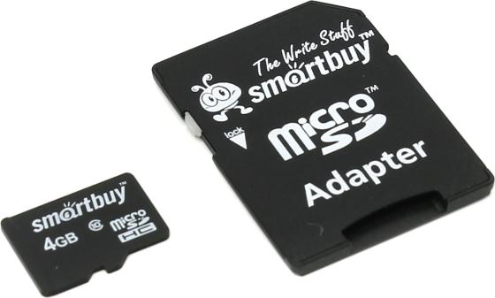Карта памяти Micro SDHC 4GB Smartbuy Сlass 10 (с адаптером SD)