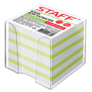 Блок для записей STAFF в подставке прозрачной, куб 9х9х9 см, цветной, чередование с белым, 129206