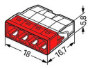 Wago 2273-244 Клемма 4-проводная (0,5-2,5 кв.мм) с пастой красная2