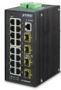 IP30 Industrial 16* 10/100/1000TP + 4* 100/1000F SFP Full Managed Ethernet Switch (-40 to 75 degree C, 2*DI, 2*DO), ERPS Ring, 1588