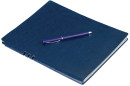Бизнес-тетрадь BRAUBERG "NEBRASKA", А5+, 175x215 мм, кожзам, клетка, 120 листов, ручка, темно-синий, 1109542